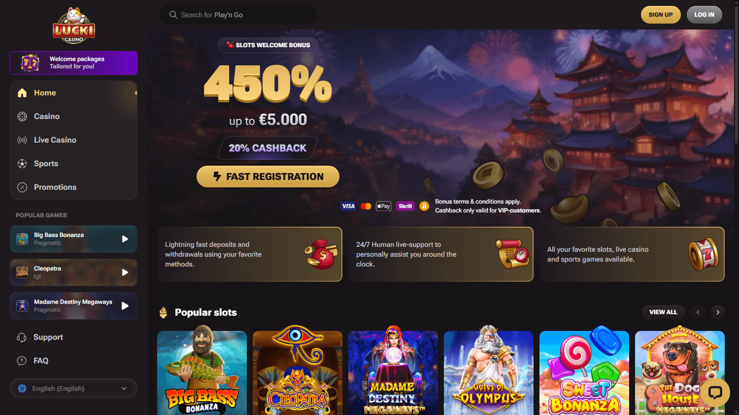Lucki Casino Screenshot für Desktop